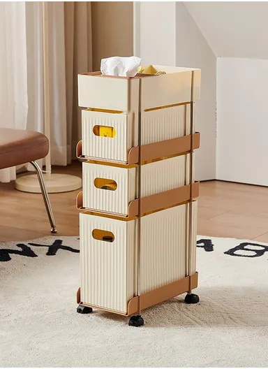 2-Tier Rolling Storage Cart, Slim Foldable Organizer for Small Spaces, Laundry, Kitchen, Bathroom GX-2609--6
