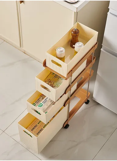 2-Tier Rolling Storage Cart, Slim Foldable Organizer for Small Spaces, Laundry, Kitchen, Bathroom GX-2609--6