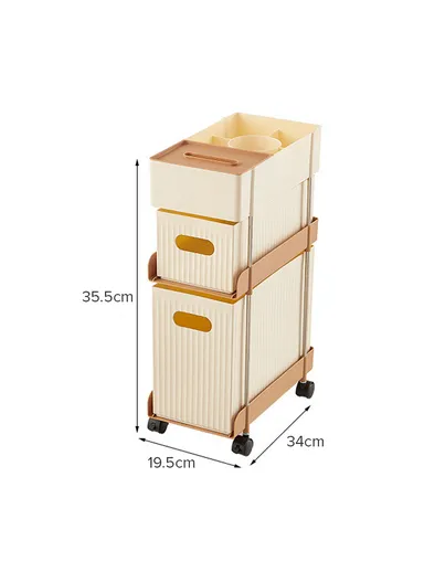 3-Tier Rolling Storage Cart with Grid Basket, Slim Foldable Organizer for Small Spaces, Laundry, Kitchen, Bathroom GX-2609--7