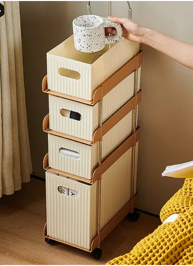 4-Tier Rolling Storage Cart, Slim Foldable Organizer for Small Spaces, Laundry, Kitchen, Bathroom GX-2609--10