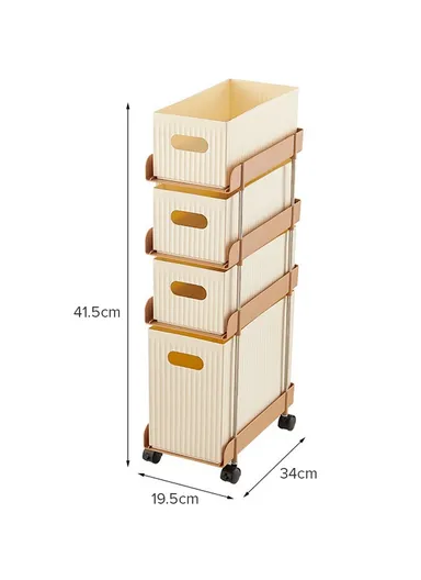 4-Tier Rolling Storage Cart, Slim Foldable Organizer for Small Spaces, Laundry, Kitchen, Bathroom GX-2609--10