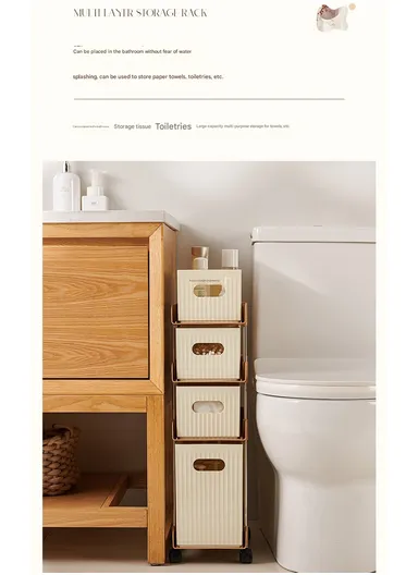 4-Tier Rolling Storage Cart, Slim Foldable Organizer for Small Spaces, Laundry, Kitchen, Bathroom GX-2609--10