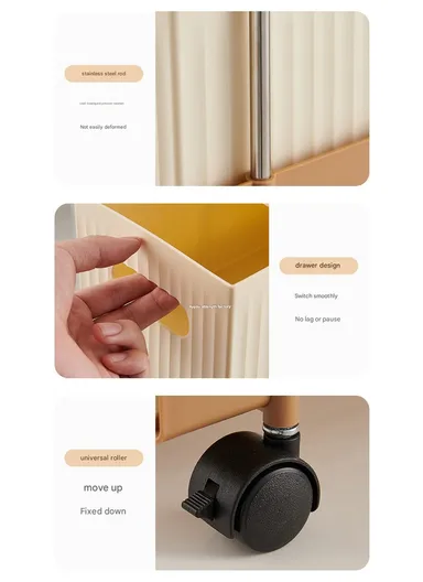 4-Tier Rolling Storage Cart, Slim Foldable Organizer for Small Spaces, Laundry, Kitchen, Bathroom GX-2609--10