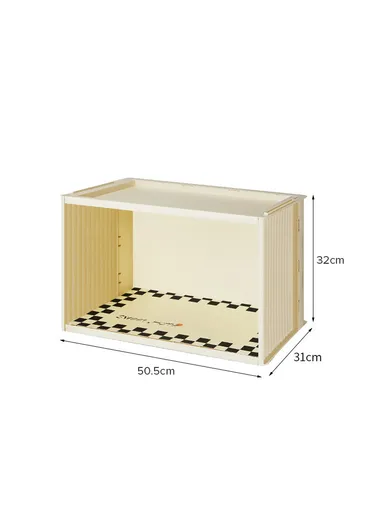 Portable Folding Plastic Bookcase, Stackable Storage Shelf, Quick Assembly Organizer with Wheels GX-2611 - Cream