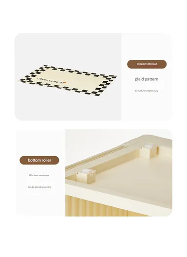 Portable Folding Plastic Bookcase, Stackable Storage Shelf, Quick Assembly Organizer with Wheels GX-2611 - Cream