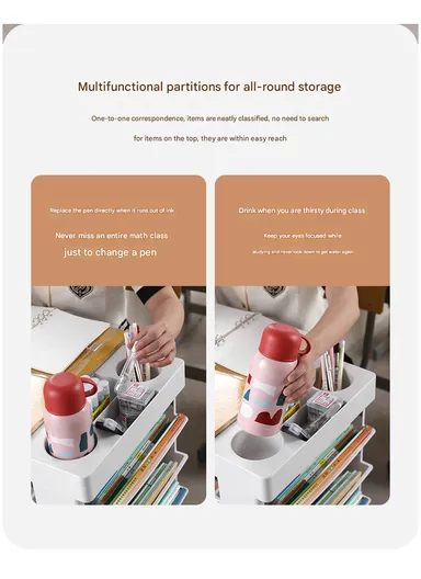 5-Tier Slim Vertical Bookshelf Storage Cart on Wheels, Rolling File Organizer for Home or Office (W39 x D17 x H80)cm GX-2606 - Green