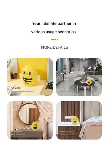 Cartoon Bee Desktop Trash Can with Flip Lid, Mini Table Dustbin for Home &amp; Office (D15 x H20)cm