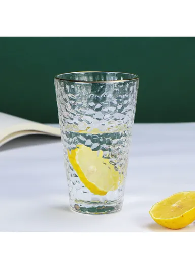 315ml 6-Pcs Gold Rim Modern Design Beverages Glass Cup Set