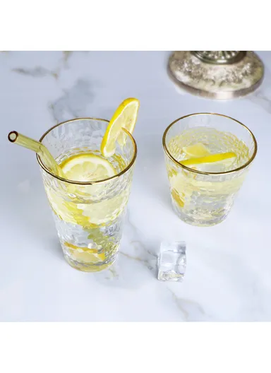 315ml 6-Pcs Gold Rim Modern Design Beverages Glass Cup Set