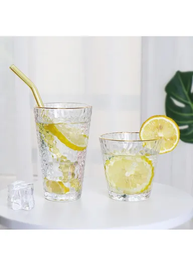 315ml 6-Pcs Gold Rim Modern Design Beverages Glass Cup Set