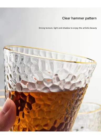 315ml 6-Pcs Gold Rim Modern Design Beverages Glass Cup Set