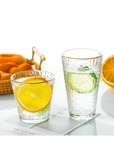 315ml 6-Pcs Gold Rim Modern Design Beverages Glass Cup Set
