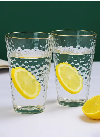 315ml 6-Pcs Gold Rim Modern Design Beverages Glass Cup Set