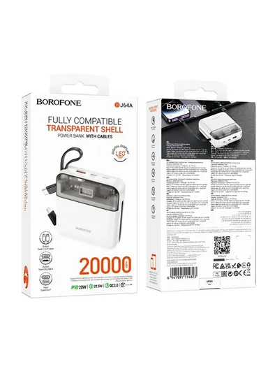 20000mAh Fast Charging Power Bank with LED Display, Type-C, USB-A &amp; Lightning Output