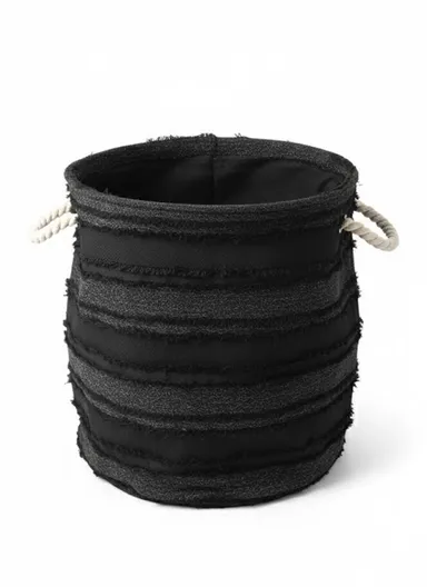 Durable Foldable Laundry Bucket with Textured EVA Material, Stylish Design (D35 x H40)cm – Black