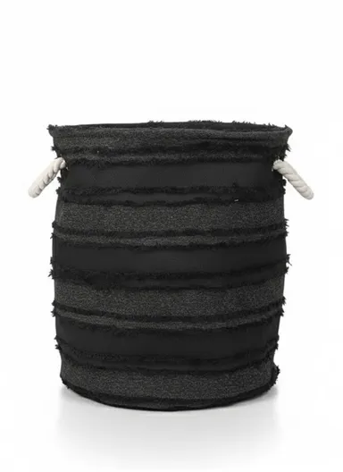 Durable Foldable Laundry Bucket with Textured EVA Material, Stylish Design (D35 x H40)cm – Black