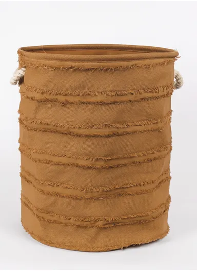Durable Foldable Laundry Bucket with Textured EVA Material, Stylish Design (D35 x H40)cm – Brown