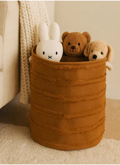 Durable Foldable Laundry Bucket with Textured EVA Material, Stylish Design (D35 x H40)cm – Brown