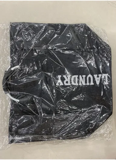 45L Laundry Basket Storage Bin Dirty Imitation EVA Linen &amp; Aluminum Ring Handle (L35 x W25 x H48)cm - Beige