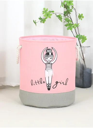 Foldable Laundry Basket, Oxford Cloth Handbag with Handle Strap (D35 x H40)cm - Pink