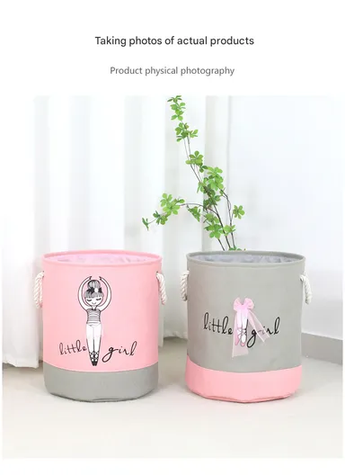 Foldable Laundry Basket, Oxford Cloth Handbag with Handle Strap (D35 x H40)cm - Pink