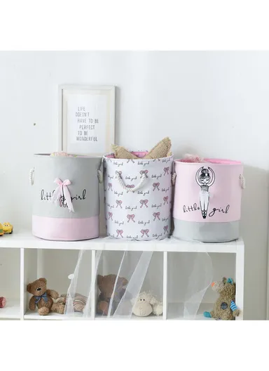 Foldable Laundry Basket, Oxford Cloth Handbag with Handle Strap (D35 x H40)cm - Pink