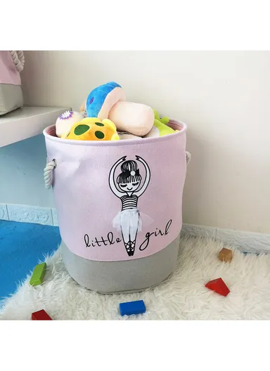 Foldable Laundry Basket, Oxford Cloth Handbag with Handle Strap (D35 x H40)cm - Pink