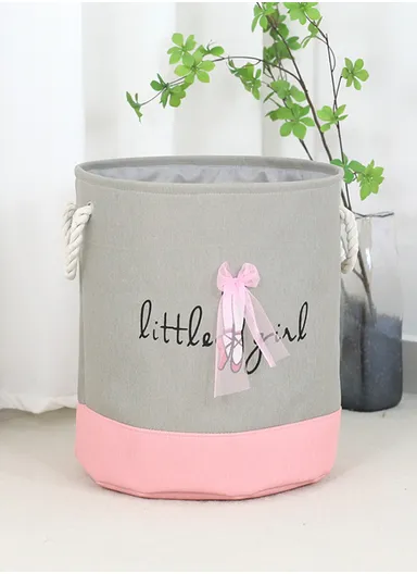 Foldable Laundry Basket, Oxford Cloth Handbag with Handle Strap (D35 x H40)cm - Grey