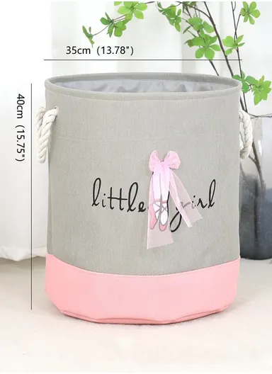 Foldable Laundry Basket, Oxford Cloth Handbag with Handle Strap (D35 x H40)cm - Grey