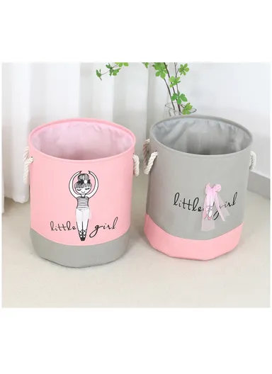 Foldable Laundry Basket, Oxford Cloth Handbag with Handle Strap (D35 x H40)cm - Grey