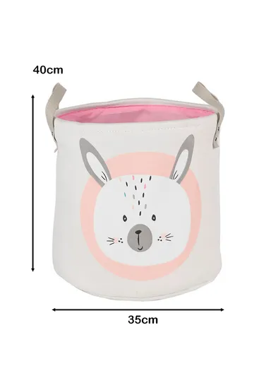 Laundry Basket for Household Storage, Cute Pattern, Practical &amp; Portable (D35 x H40)cm - Rabbit