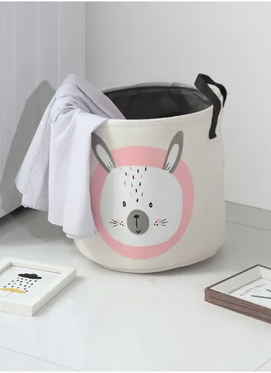 Laundry Basket for Household Storage, Cute Pattern, Practical &amp; Portable (D35 x H40)cm - Rabbit