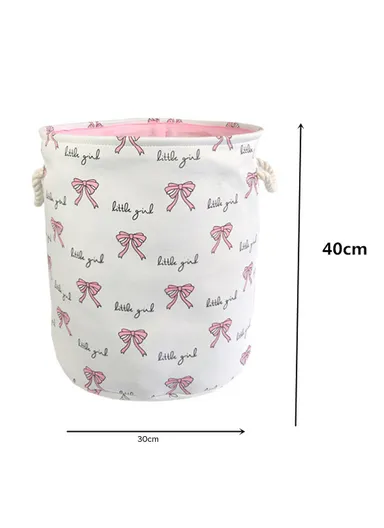Foldable Laundry Basket, Oxford Cloth Handbag with EVA Barrel (D35 x H40)cm - White