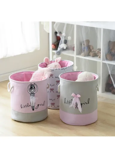 Foldable Laundry Basket, Oxford Cloth Handbag with EVA Barrel (D35 x H40)cm - White