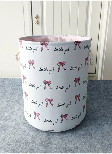 Foldable Laundry Basket, Oxford Cloth Handbag with EVA Barrel (D35 x H40)cm - White