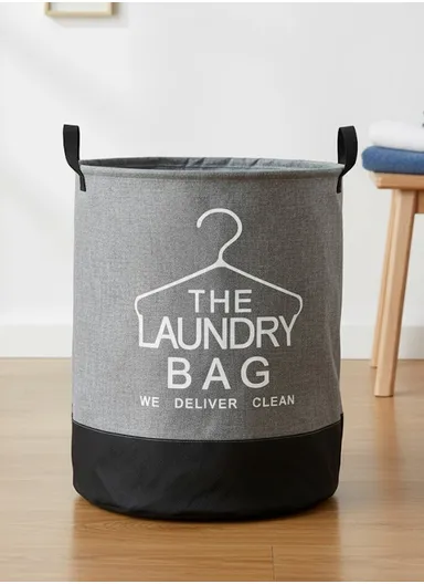 Multipurpose Foldable Waterproof Laundry Basket with Handles (D40 x H50)cm - Grey &amp; White 