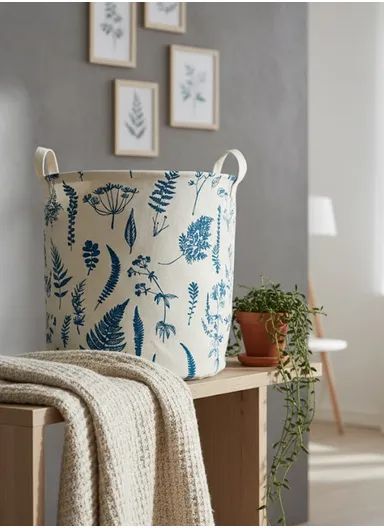 Foldable Laundry Basket Oxford Fabric, Large Capacity, Space-Saving &amp; Portable (D35 x H45)cm 