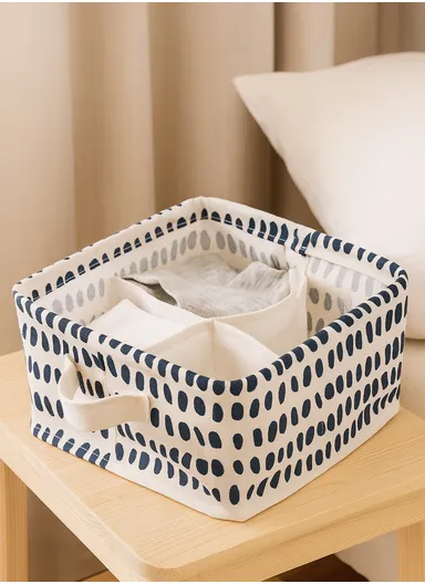 4 Grids Storage Box Organizer with Dotted Design, Foldable Drawer Divider for Multi-Purpose Use (W20 × D20 × H10)cm – White