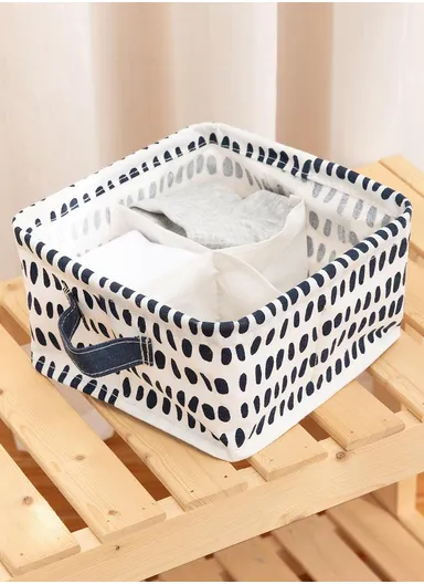 4 Grids Storage Box Organizer with Dotted Design, Foldable Drawer Divider for Multi-Purpose Use (W20 × D20 × H10)cm – White