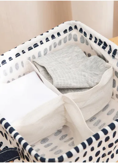 4 Grids Storage Box Organizer with Striped Design, Foldable Drawer Divider for Multi-Purpose Use (W20 × D20 × H10)cm – White