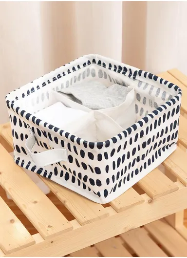 4 Grids Storage Box Organizer with Striped Design, Foldable Drawer Divider for Multi-Purpose Use (W20 × D20 × H10)cm – White