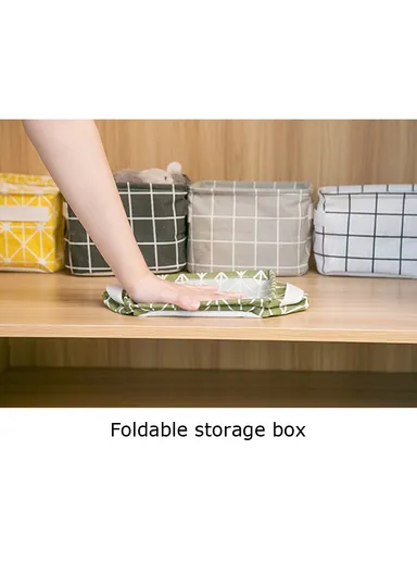 4 Grids Storage Box Organizer with Striped Design, Foldable Drawer Divider for Multi-Purpose Use (W20 × D20 × H10)cm – White