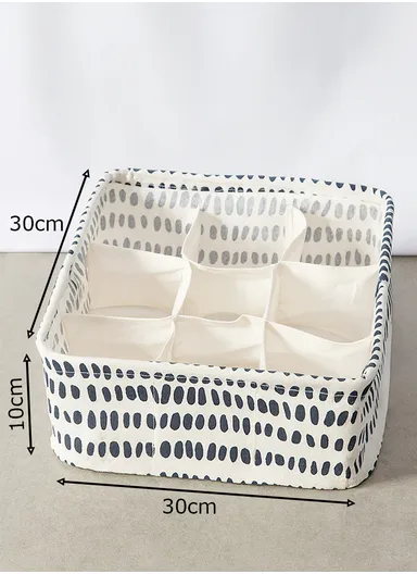 9 Grids Storage Box Organizer with Dotted Design, Foldable Drawer Divider for Multi-Purpose Use (W30 × D30 × H10)cm – White
