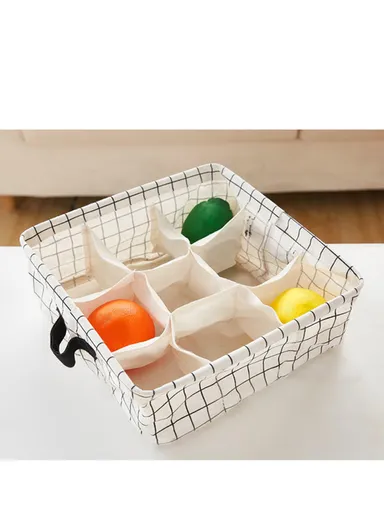 9 Grids Storage Box Organizer with Dotted Design, Foldable Drawer Divider for Multi-Purpose Use (W30 × D30 × H10)cm – White