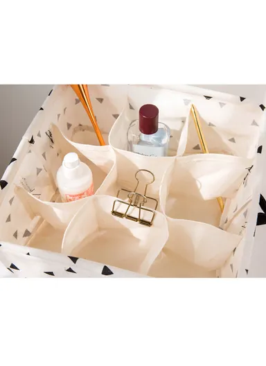 9 Grids Storage Box Organizer with Dotted Design, Foldable Drawer Divider for Multi-Purpose Use (W30 × D30 × H10)cm – White