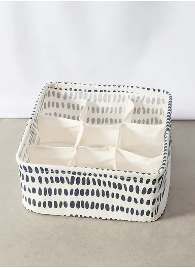 9 Grids Storage Box Organizer with Dotted Design, Foldable Drawer Divider for Multi-Purpose Use (W30 × D30 × H10)cm – White