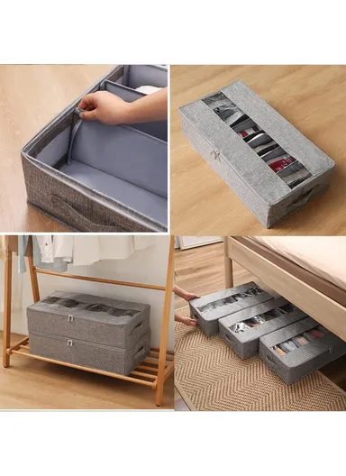 Portable Durable &amp; Sturdy Non woven Fabric Storage Box, Multi-Purpose Storage Organizer Box (L59 x W32 x H13)cm - Grey