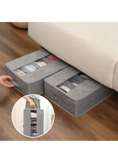 Portable Durable &amp; Sturdy Non woven Fabric Storage Box, Multi-Purpose Storage Organizer Box (L59 x W32 x H13)cm - Grey