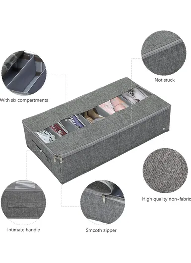 Portable Durable &amp; Sturdy Non woven Fabric Storage Box, Multi-Purpose Storage Organizer Box (L59 x W32 x H13)cm - Grey
