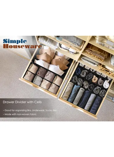 4Pcs / Set Drawer-Style Household Organizer Boxes with Divided Compartments for Underwear, Socks &amp; Accessories - Beige